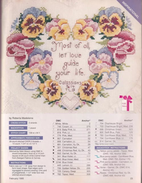 Cross Stitch Magazine Vintage Cross Stitcher February 1995 Roses Irish Blessing