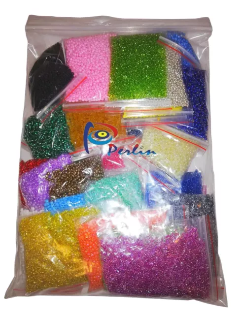 1kg Rocailles Perlen Glasperlen farben set Schmuck Basteln Seed Beads 2/3/4 mm