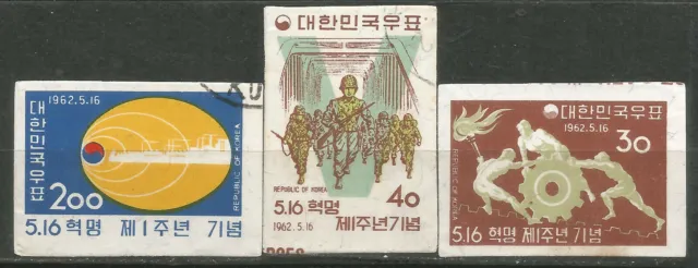 KOREA Scott# 353-355 Neuf et d'occasion Untoothed 1962 Anniversaire de la...