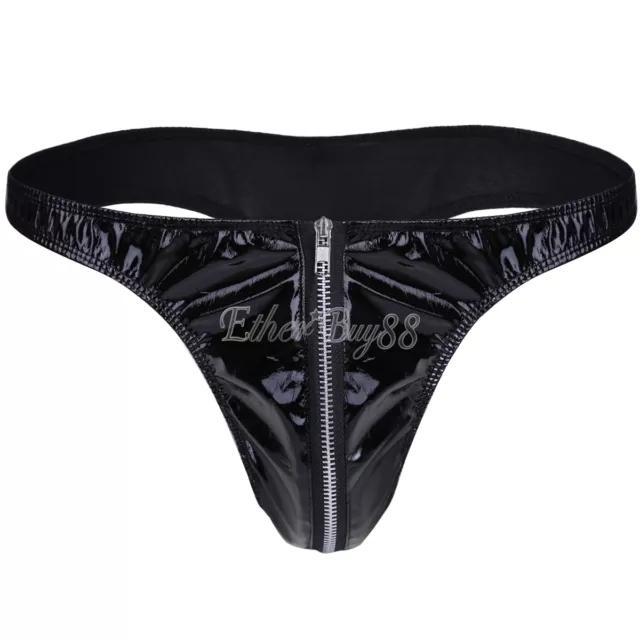MENS ZIP THONGS G-string Underwear Faux Leather Jockstrap Boxer