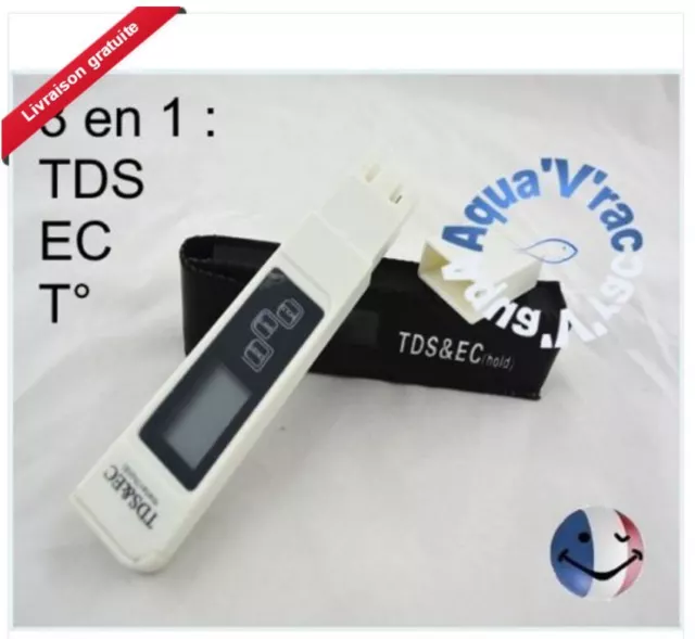 Testeur 3 en 1 conductivimetre conductimetre TDS µs ppm temp aquarium + piles !