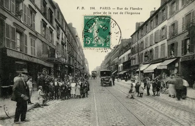 CPA - Paris - Rue de Flandre prise de la rue de L'Argonne