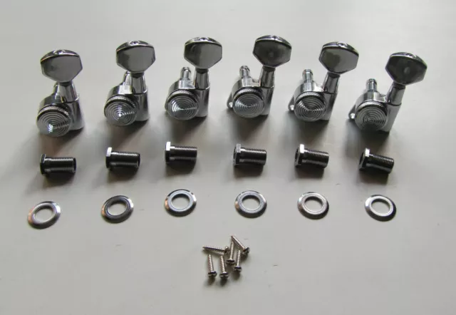 Wilkinson Left Handed Lefty Locking Tuners Tuning Keys Pegs Machine Heads Chrome