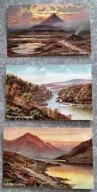 3 x Hildesheimer Postcards - 5341 Series - Donegal - Co. Calway - Glengariff