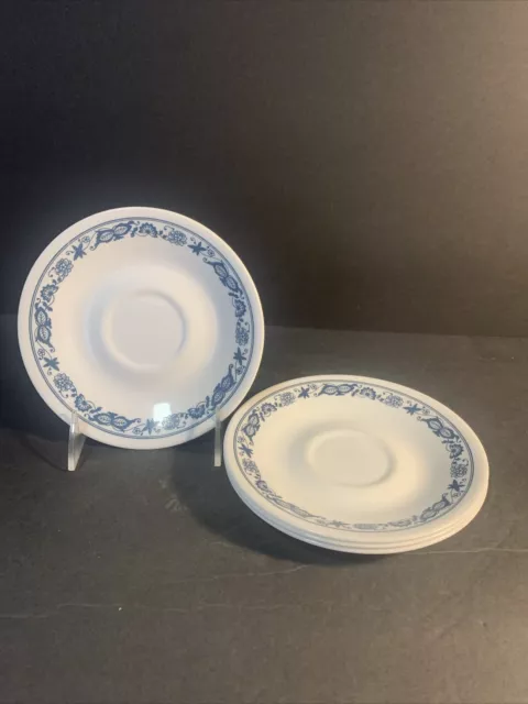 Set of 4 Vintage Corelle Corning Old Town Blue Onion Saucers 6.25"