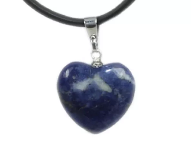 Sodalite Bleue Coeur Pierre Naturelle Pendentif Collier