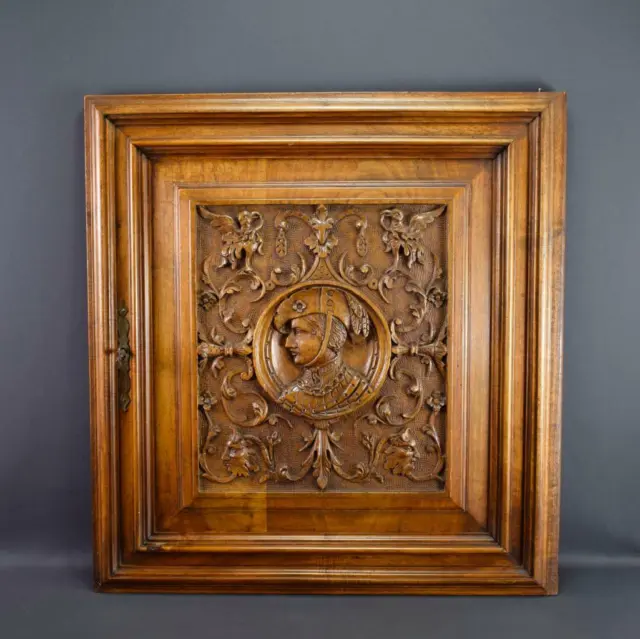 French Antique Gothic Hand Carved Wood Cupboard Door 19th 2
