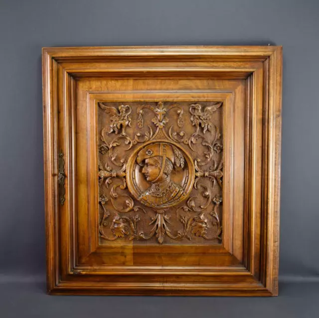 French Antique Gothic Hand Carved Wood Cupboard Door 19th 2