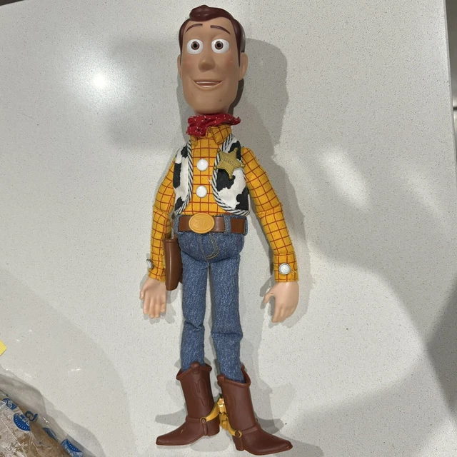 Disney Toy Story WOODY Pull String Talking Doll Pixar Works No Hat 16” Thinkway