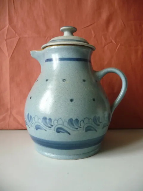 Kanne blau gepunktet Ton Keramik