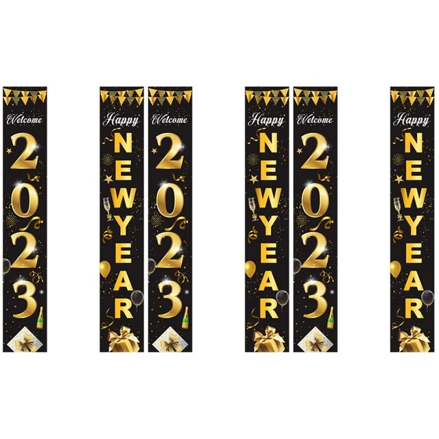 3 Pairs Bannière De Porte Du Nouvel Rideau 2023 Salon Longue Durée Décorations