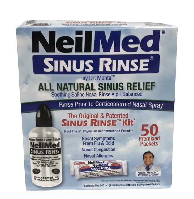 NEILMED SINUS RINSE Complete Sinus Nasal Rinse Kit 50 Ct Expire 08/2024