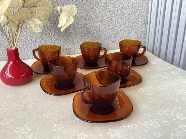Tasses à café verre ambré Vereco