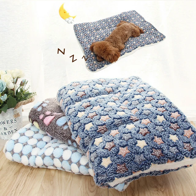 Pet Mat Paw Print Cat Dog Puppy Fleece Mattres Cushion Bed Blanket Warm Soft New