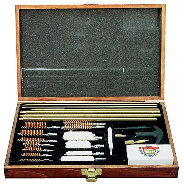 Gunmaster 42 Piece Universal Cleaning Kit Wood Case Hunting And Maintenance &amp