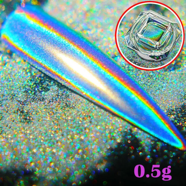 2Box Nail Art Glitter Dust Mirror Effect Chrome Pigment Holographic Powder  0.5g