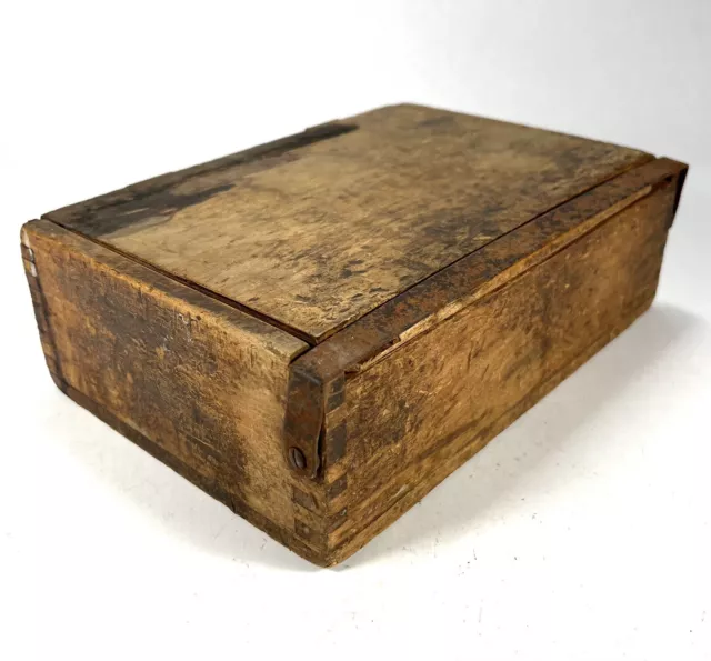 Vintage Wooden Cigar Packer Box w Metal Hinges & Clasp and Square Dovetail