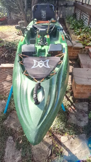 Kayak, Pedal Drive,Perception Pescador.12.0,Moss Camo,Fishing 3.84m,as new,oars