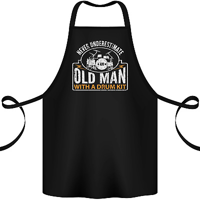 Drumming An Old Man Drummer Drum Funny Cotton Apron 100% Organic