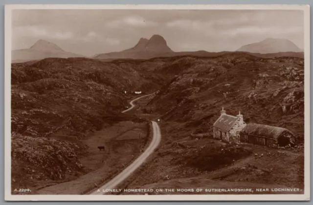 Homestead On Moors Nr Lochinver Sutherland Scotland RPPC JB White Photo Postcard