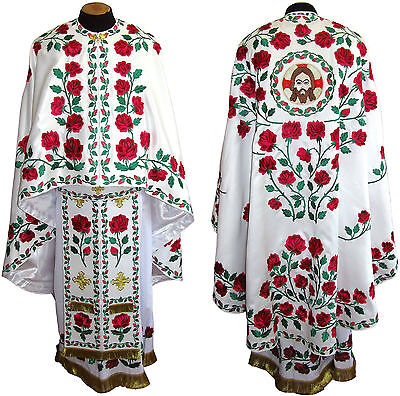 Greek or Russian Orthodox Priest Vestment Fully Embroidered Ukrainian Rose