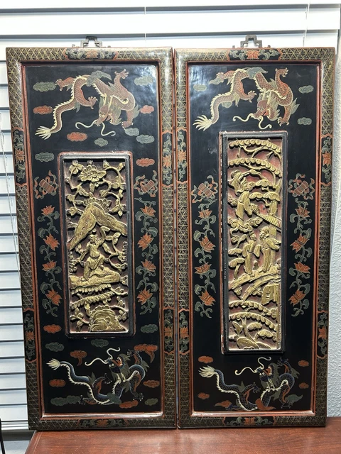 Panneau bois sculpte d'occasion - Décoration
