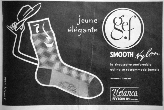 Publicité 1957 Chaussette Gef Jeune Élégante Smooth Nylon Helanca - Drouard