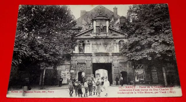 1915 Cpa Postcard Nancy Lorraine Citadel Door Statue Charles Iii