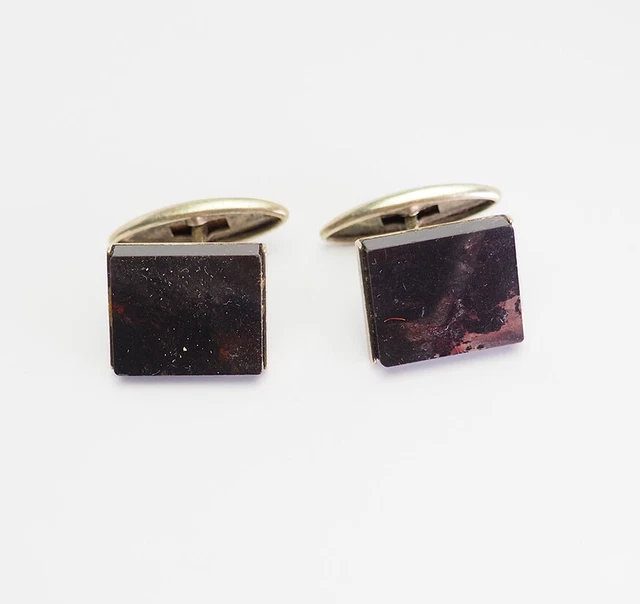 Stylé Vintage Moderne Rétro Carré Jasper Pierre Précieuse 875 Argent Russie