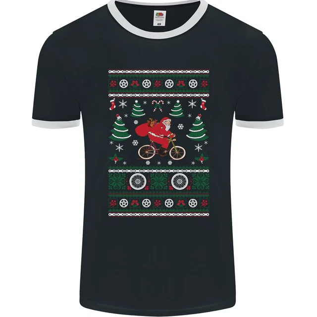 T-shirt ciclismo Babbo Natale ciclista da uomo fotoL