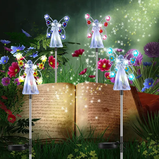 Led Solar Powered Angel Decorative Lawn Lights Outdoor Garden Landscape Lamp