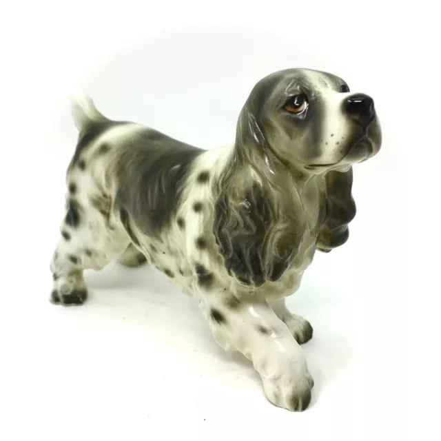 Vintage English Springer Spaniel Dog Porcelain Figurine Original Enesco Label