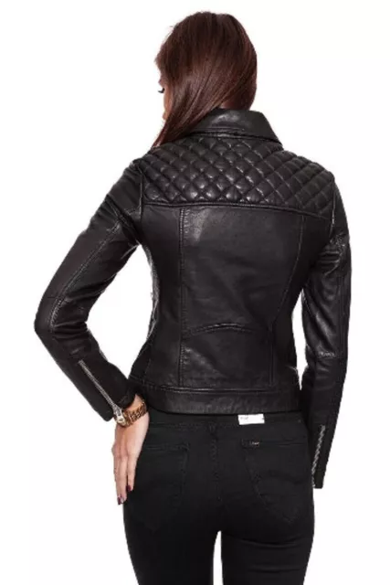 Women Lambskin Leather Jacket Black Genuine Leather Winter Jacket Gift for Women 2