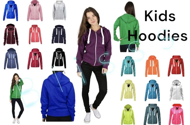 Giacca cappotto top UNISEX ragazze in pile semplice stile cerniera stile adolescente età 7-13 anni