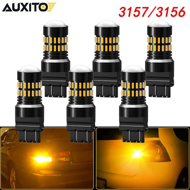 6pcs AUXITO 3157 4157 LED SMD Amber Yellow Turn Signal Tail Brake Light Bulb EON