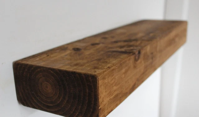 Rustic Floating Wooden Shelf / Shelves Made from Chunky Wood - 14cm x 7cm 3