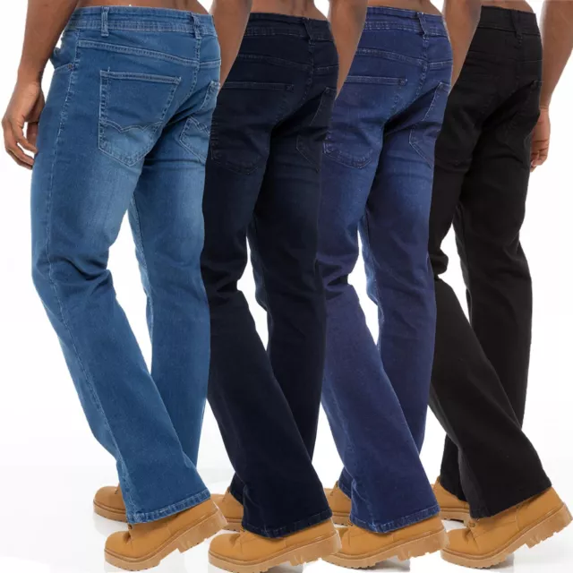 ENZO MENS BOOTCUT Jeans Stretch Denim Wide Leg Flared Bell Bottom Pants UK  Sizes £10.99 - PicClick UK