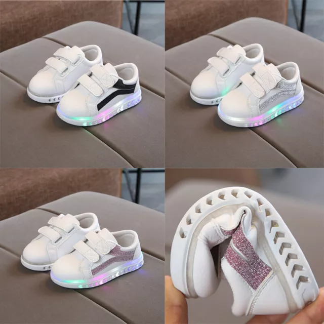 Boys Girls LED Trainers Children Baby Toddler Kids Light Up  Sports School Shoes