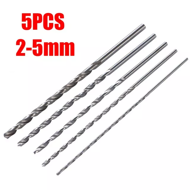 5pcs HSS 150mm 2-5mm Extra-Long Straight High Speed Steel Shank Drill Bits Set