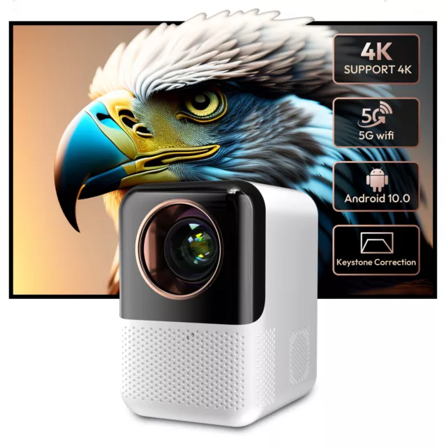 4K Android Projector Smart 1080P UHD WiFi Home Cinema Movie Theater Multimedia