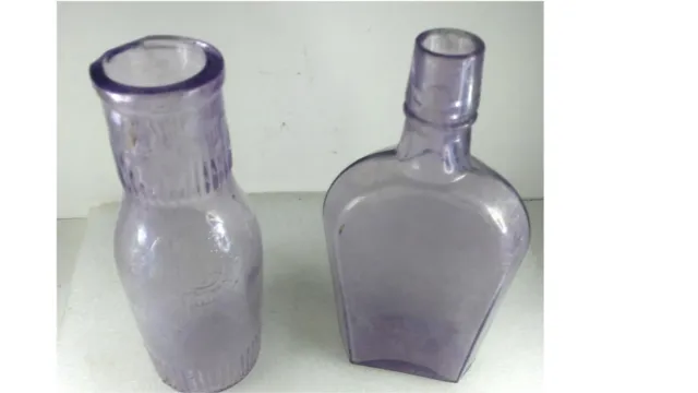 1800s Whiskey Flask / Coffin Shape / Plus Bonus Antique  New York Pickle Bottle