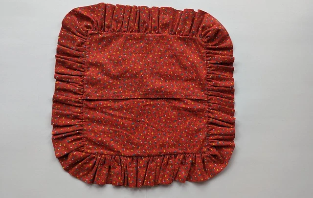 Funda de almohada vintage de punto de cruz 14x14 hecha a mano con volantes arco iris