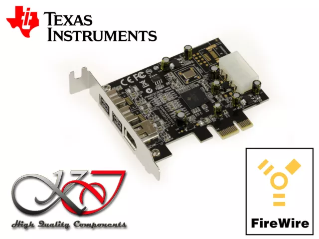 Carte PCIE FIREWIRE 400 et 800 IEEE1394 A+B PUCE TEXAS INSTRUMENTS - LOW PROFILE