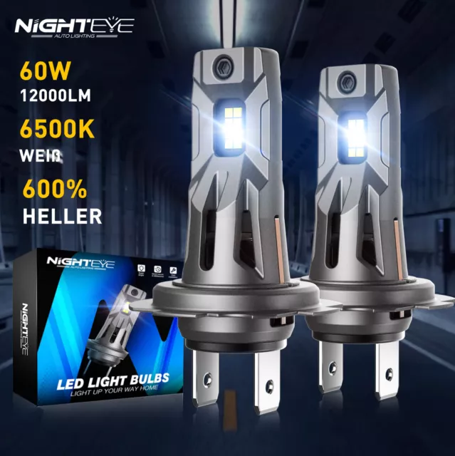 NIGHTEYE 2X H7 LED Scheinwerfer 60W 12000LM 6500K Weiß Halogen Canbus Fehlerfrei