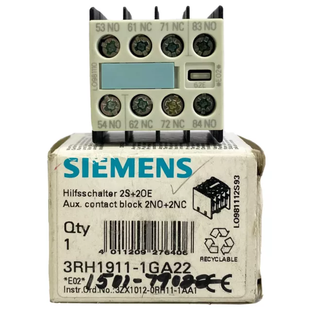 Siemens 3RH1911-1GA22 Auxiliary Contact Block 2NO+2NC USA Seller