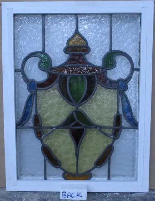 MIDSIZE OLD ENGLISH LEADED STAINED GLASS WINDOW Pretty Abstract 17.75" x 23" 3