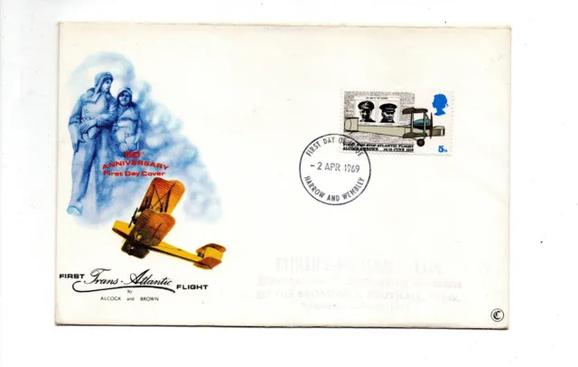 Connoiseur First Day Cover Trans-Atlantic April 1969 Harrow & Wembly Postmark