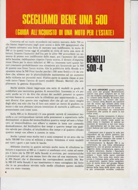 Pubblicita'  Advertising-Moto Articolo Come Scegliere Una 500  1974-Moto Epoca