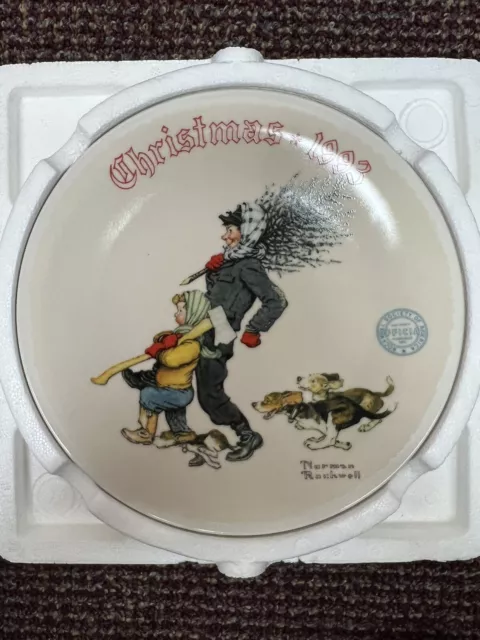 Norman Rockwell Plate "The Tree Brigade" Christmas 1993