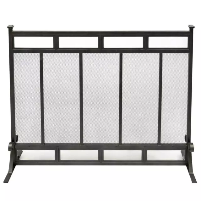 Pleasant Hearth Fireplace Screen 1-Panel Gun Metal Free Standing Steel Gray